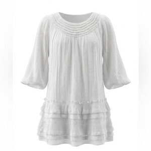 ADORN sz Xl Woman’s Mini Bohemian Dress White Boho